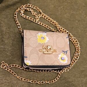 Coach Tan and Yellow Floral Mini Bag
